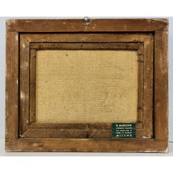 ANTICO DIPINTO OLIO TELA Valdemi SCORCIO FIGURE MERCATO CITTADINO