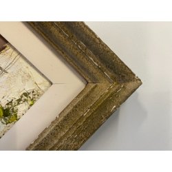 ANTICO DIPINTO OLIO TELA Valdemi SCORCIO FIGURE MERCATO CITTADINO