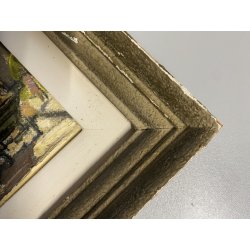 ANTICO DIPINTO OLIO TELA Valdemi SCORCIO FIGURE MERCATO CITTADINO