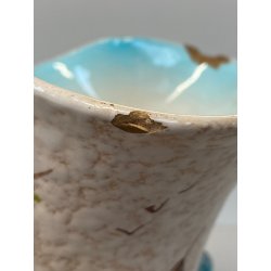 VASO BIANSATO CERAMICA VINTAGE MGA Mazzotta Giuseppe ALBISOLA BOCCA ONDULATA '50