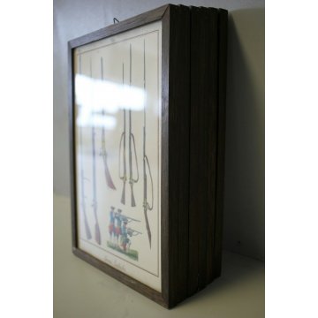 SET 6 CORNICI LEGNO PICCOLE STAMPE VINTAGE A COLORI Armi antiche 18x25,5-1950/60