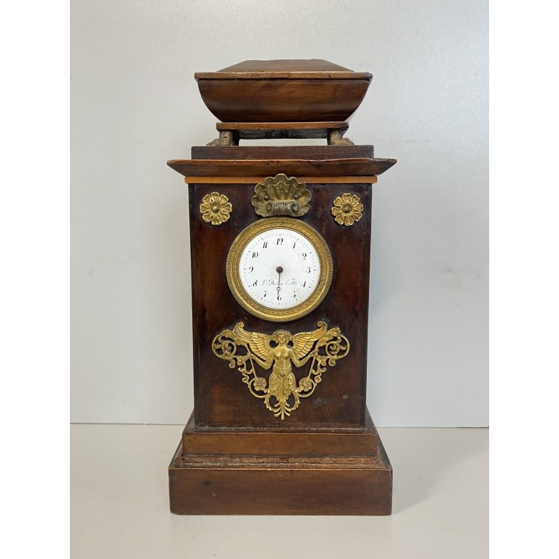ANTICO OROLOGIO TAVOLO Duchene & Fils IMPERO LEGNO NOCE URNA ZAMPE FERINE '800