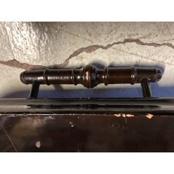 VASSOIO CINESE LEGNO SMALTO LACCATO NERO DECORO FLOREALE CHINOISERIE MID CENTURY