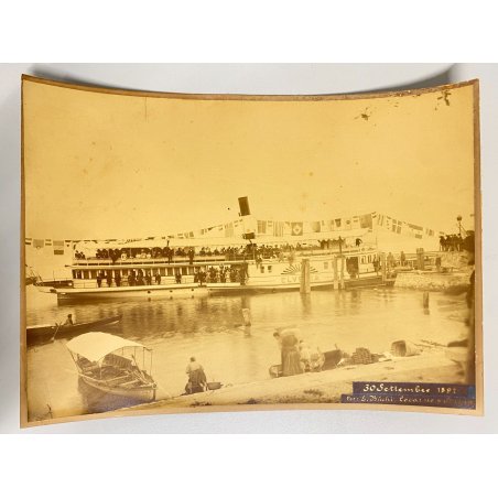 FOTOGRAFIA STORICA PIROSCAFO Elvira LOCARNO - STRESA 30 SETT. 1897 - 38,5 x 28cm