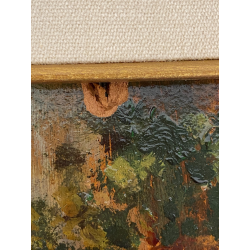 DIPINTO OLIO D. R. Gennaro (?) PAESAGGIO COSTIERA SCENA di MERCATO FIORAIA '900