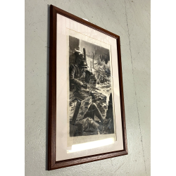 TAVOLA ORIGINALE ILLUSTRAZIONE TECNICA MISTA CARTA Enzo Magni Ingam SCENA GUERRA