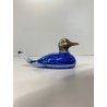 FIGURA ANATRA PAPERA DUCK VETRO MURANO BLU TESTA METALLO ARGENTATO 5,5 cm/h '70