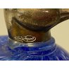 FIGURA ANATRA PAPERA DUCK VETRO MURANO BLU TESTA METALLO ARGENTATO 5,5 cm/h '70
