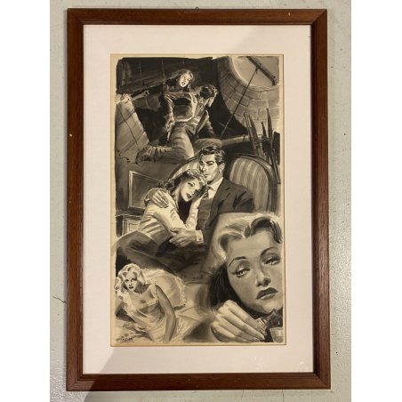 TAVOLA ORIGINALE ILLUSTRAZIONE TECNICA MISTA CARTA Enzo Magni Ingam PUBBLICITA'