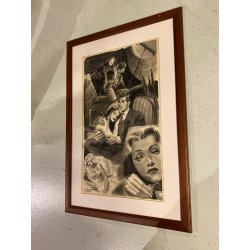 TAVOLA ORIGINALE ILLUSTRAZIONE TECNICA MISTA CARTA Enzo Magni Ingam PUBBLICITA'