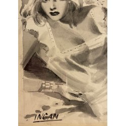 TAVOLA ORIGINALE ILLUSTRAZIONE TECNICA MISTA CARTA Enzo Magni Ingam PUBBLICITA'