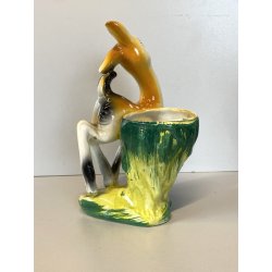 VASO VINTAGE FIGURA CERAMICA BAMBI DIPINTA AEROGRAFO PORTAMATITE DECORAZIONE '50