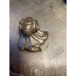 ANTICO VASSOIO METALLO ARGENTATO CENTROTAVOLA DECORO BAROCCO BACCO PUTTI FOGLIE