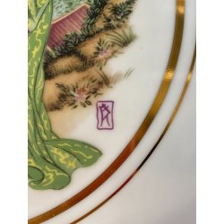 PIATTO PORCELLANA Langenthal SUISSE 52 DECORO CHINOISERIE VINTAGE PORCELAIN 33cm