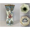 VASO CERAMICA Boch Changhai Belgium   7 CELADON DECORO POLICROMO PESCI UCCELLI