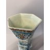 VASO CERAMICA Boch Changhai Belgium   7 CELADON DECORO POLICROMO PESCI UCCELLI