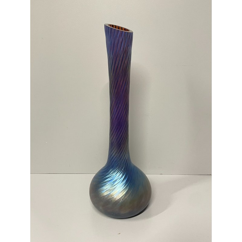 VASO VETRO PERLATO IRIDESCENTE STILE LOETZ TORCIGLLIONI DESIGN DECANTER ANNI '80