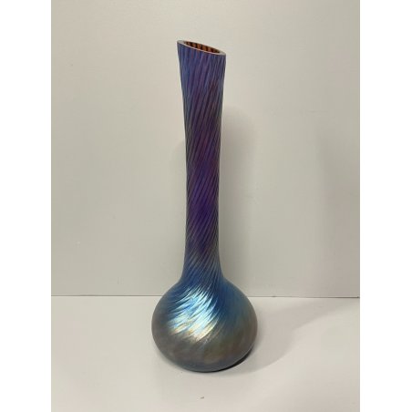 VASO VETRO PERLATO IRIDESCENTE STILE LOETZ TORCIGLLIONI DESIGN DECANTER ANNI '80