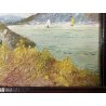 ANTICO QUADRO DIPINTO OLIO Firmato Monogramma G. V. PAESAGGIO Lago Maggiore