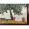 ANTICO QUADRO DIPINTO OLIO Firmato Monogramma G. V. PAESAGGIO Lago Maggiore