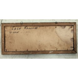 ANTICO QUADRO DIPINTO OLIO Firmato Monogramma G. V. PAESAGGIO Lago Maggiore