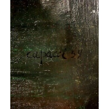 ANTICO QUADRO DIPINTO ASTRATTO Bruno Capacci SORELLE OLIO SABBIA TELA MATERICO 