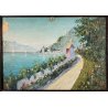 ANTICO QUADRO DIPINTO OLIO CARTONE Bozzetto Preparatorio PAESAGGIO Lago Maggiore