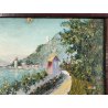 ANTICO QUADRO DIPINTO OLIO CARTONE Bozzetto Preparatorio PAESAGGIO Lago Maggiore