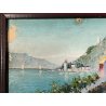 ANTICO QUADRO DIPINTO OLIO CARTONE Bozzetto Preparatorio PAESAGGIO Lago Maggiore