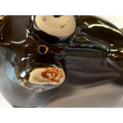 RARA FIGURA CERAMICA IRIDESCENTE BUFALO Lomonosov MADE in URSS MID CENTURY