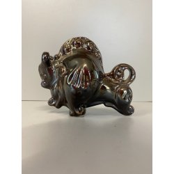 RARA FIGURA CERAMICA IRIDESCENTE BUFALO Lomonosov MADE in URSS MID CENTURY