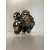 RARA FIGURA CERAMICA IRIDESCENTE BUFALO Lomonosov MADE in URSS MID CENTURY