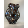 RARA FIGURA CERAMICA IRIDESCENTE BUFALO Lomonosov MADE in URSS MID CENTURY