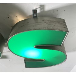 GRANDE INSEGNA LUMINOSA TARGA "OPS" NEGOZIO SCRITTA ILLUMINATA CARTELLO VINTAGE