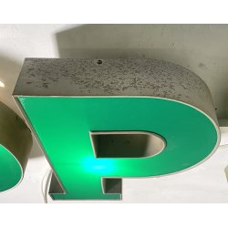 GRANDE INSEGNA LUMINOSA TARGA "OPS" NEGOZIO SCRITTA ILLUMINATA CARTELLO VINTAGE