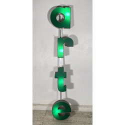 GRANDE INSEGNA LUMINOSA TARGA "ARTE" NEGOZIO SCRITTA ILLUMINATA CARTELLO VINTAGE