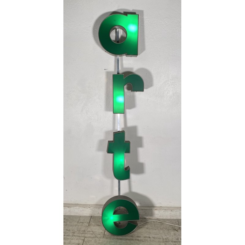 GRANDE INSEGNA LUMINOSA TARGA "ARTE" NEGOZIO SCRITTA ILLUMINATA CARTELLO VINTAGE