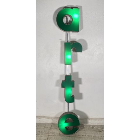 GRANDE INSEGNA LUMINOSA TARGA "ARTE" NEGOZIO SCRITTA ILLUMINATA CARTELLO VINTAGE