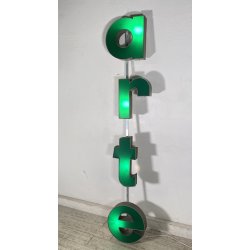 GRANDE INSEGNA LUMINOSA TARGA "ARTE" NEGOZIO SCRITTA ILLUMINATA CARTELLO VINTAGE