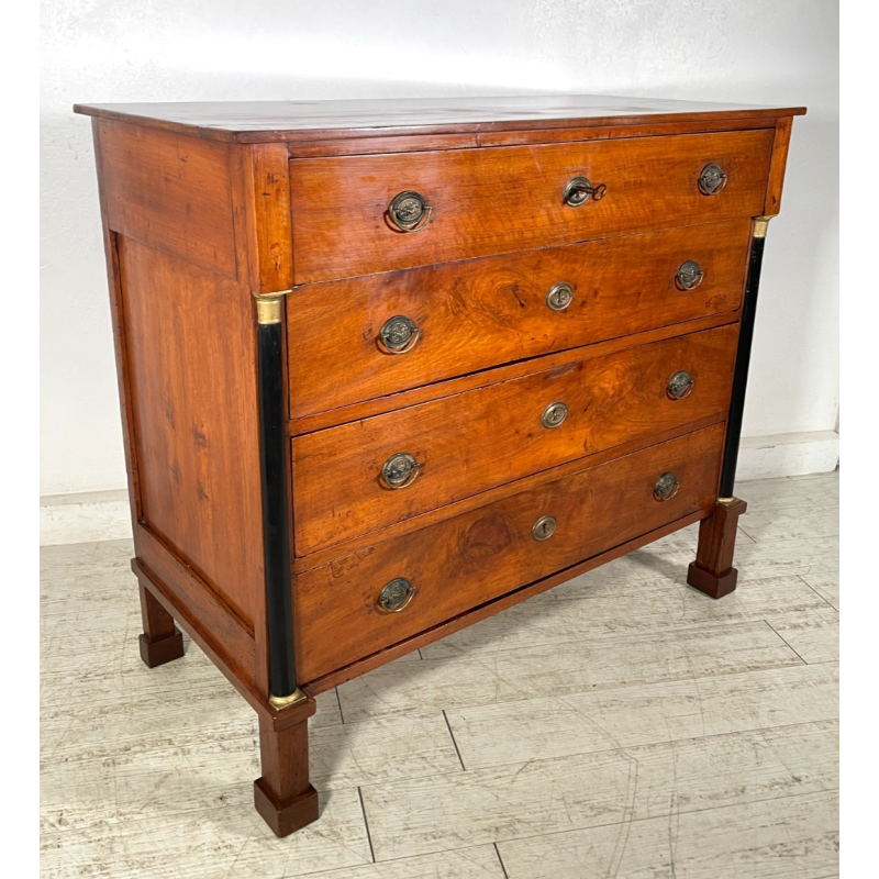 ANTICO COMO IMPERO 4 CASSETTI epoca 800 legno NOCE CASSETTONE CASSETTIERA MOBILE