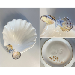 CIOTOLA VINTAGE BOWL CERAMICA FIGURATA DECORO CONCHIGLIE SMALTO POLICROMO '900