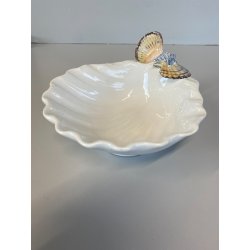 CIOTOLA VINTAGE BOWL CERAMICA FIGURATA DECORO CONCHIGLIE SMALTO POLICROMO '900