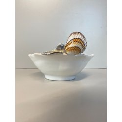 CIOTOLA VINTAGE BOWL CERAMICA FIGURATA DECORO CONCHIGLIE SMALTO POLICROMO '900