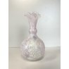 VASO FIORI VETRO MURANO GLOBOSO BOCCA ONDULATA INCLUSIONI BIANCO ROSA BLU '60