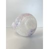 VASO FIORI VETRO MURANO GLOBOSO BOCCA ONDULATA INCLUSIONI BIANCO ROSA BLU '60