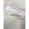 VASO FIORI VETRO MURANO GLOBOSO BOCCA ONDULATA INCLUSIONI BIANCO ROSA BLU '60