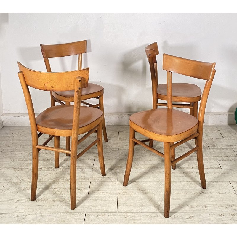 LOTTO 4 SEDIE THONET ANTICHE LEGNO FAGGIO CURVATO ANNI 50/60 CHAIR OSTERIA