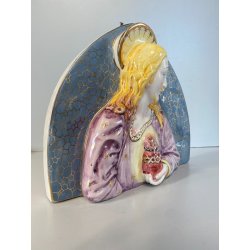 STATUA PLACCA DEVOZIONALE CERAMICA BASSORILIEVO SACRO CUORE GESU' 855 "Bernini"