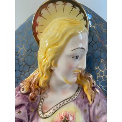STATUA PLACCA DEVOZIONALE CERAMICA BASSORILIEVO SACRO CUORE GESU' 855 "Bernini"