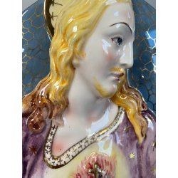 STATUA PLACCA DEVOZIONALE CERAMICA BASSORILIEVO SACRO CUORE GESU' 855 "Bernini"
